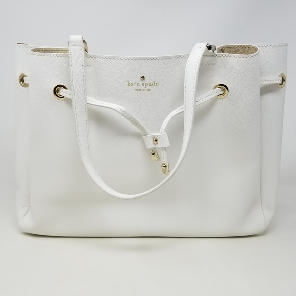 kate spade Handbags - Kate Spade New York White/Gold Leather Tote Bag